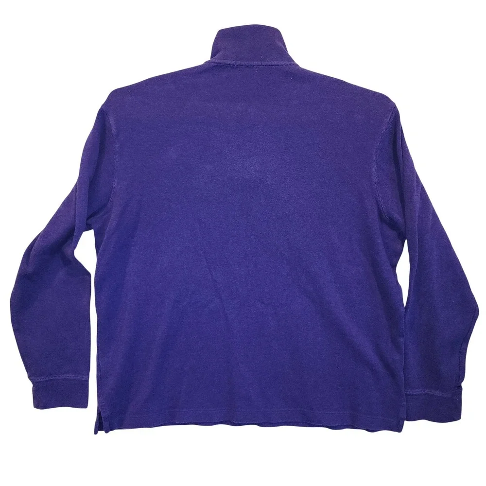 Polo Ralph Lauren Estate Rib Quarter Zip Pullover‎ Purple Cotton Mens XL 3418